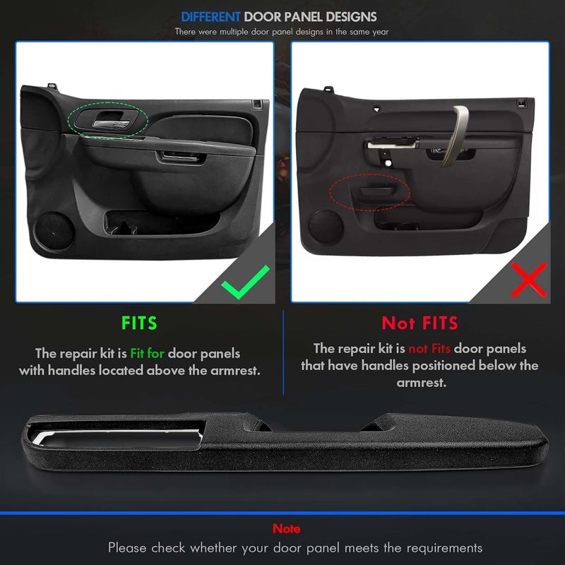 RHAOCZIYAUTO 80994 Front Right Passenger Side Armrest Repair Kit Fit for Chevy Silverado Suburban Tahoe Avalanche For GMC Sierra Yukon 2010-2014 Door Panel with Release Handle Above Armrest - Black - GM# 84127325 - Image 3